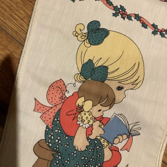 Precious Moments Christmas stocking Girl 90s pastel 1990s Xmas sad eyes vintage - Picture 3 of 7